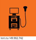 Ultrasound diagnostic machine icon. Orange background with black. Vector illustration. Стоковая иллюстрация, агентство Ingram Publishing / Фотобанк Лори
