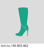 Autumn woman high heel boot icon. Gray background with green. Vector illustration. Стоковая иллюстрация, агентство Ingram Publishing / Фотобанк Лори