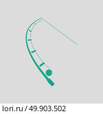 Icon of curved fishing tackle. Gray background with green. Vector illustration. Стоковая иллюстрация, агентство Ingram Publishing / Фотобанк Лори