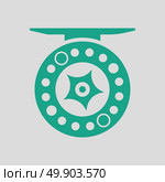 Icon of Fishing reel . Gray background with green. Vector illustration. Стоковая иллюстрация, агентство Ingram Publishing / Фотобанк Лори