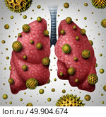 Lung allergy medical concept as human lungs with airborne pollen grains infecting the breathing organ as an asthma trigger or allergic reaction symbol with 3D illustration elements. Стоковое фото, агентство Ingram Publishing / Фотобанк Лори