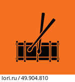 Drum toy ico. Orange background with black. Vector illustration. Стоковая иллюстрация, агентство Ingram Publishing / Фотобанк Лори