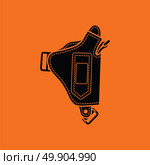 Police holster gun icon. Orange background with black. Vector illustration. Стоковая иллюстрация, агентство Ingram Publishing / Фотобанк Лори