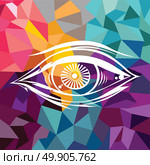 Abstract colorful triangle geometrical eye. Abstract eye colorful triangle geometrical vector illustration. Стоковая иллюстрация, агентство Ingram Publishing / Фотобанк Лори
