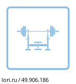 Bench with barbel icon. Blue frame design. Vector illustration. Стоковая иллюстрация, агентство Ingram Publishing / Фотобанк Лори