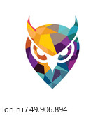 vector owl logo. Isolated blue and yellow vector owl logo illustration school emblem Graduation symbol. Стоковая иллюстрация, агентство Ingram Publishing / Фотобанк Лори
