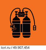 Icon of scuba. Orange background with black. Vector illustration. Стоковая иллюстрация, агентство Ingram Publishing / Фотобанк Лори