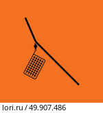 Icon of  fishing feeder net. Orange background with black. Vector illustration. Стоковая иллюстрация, агентство Ingram Publishing / Фотобанк Лори