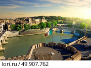 View on Tiber and Rome from the Castle of Angels, Italy. Стоковое фото, агентство Ingram Publishing / Фотобанк Лори