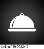 Restaurant  cloche icon. Black background with white. Vector illustration. Стоковая иллюстрация, агентство Ingram Publishing / Фотобанк Лори