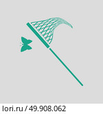 Butterfly net  icon. Gray background with green. Vector illustration. Стоковая иллюстрация, агентство Ingram Publishing / Фотобанк Лори