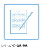 Sheet with text and pencil icon. Blue frame design. Vector illustration. Стоковая иллюстрация, агентство Ingram Publishing / Фотобанк Лори
