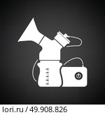 Electric breast pump icon. Black background with white. Vector illustration. Стоковая иллюстрация, агентство Ingram Publishing / Фотобанк Лори