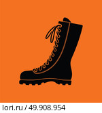 Hiking boot icon. Orange background with black. Vector illustration. Стоковая иллюстрация, агентство Ingram Publishing / Фотобанк Лори