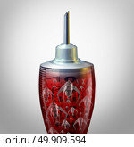 Medical nano technology and nanotechnology medicine concept as a group of microscopic nano robots or nanobots programed to kill human disease inside a syringe as a futuristic medicine icon. Стоковое фото, агентство Ingram Publishing / Фотобанк Лори