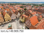 Aerial view of Rothenburg ob der Tauber historic town downtown Franconia, Bavaria, Germany. Стоковое фото, агентство Ingram Publishing / Фотобанк Лори