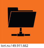 Shared folder icon. Orange background with black. Vector illustration. Стоковая иллюстрация, агентство Ingram Publishing / Фотобанк Лори