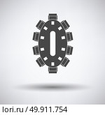 Negotiating table icon on gray background, round shadow. Vector illustration. Стоковая иллюстрация, агентство Ingram Publishing / Фотобанк Лори