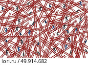 Career business climb and confusion as a group of corporate ambitious businessmen and businesswomen climbing confused ladders with 3D illustration elements. Стоковое фото, агентство Ingram Publishing / Фотобанк Лори