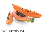 Fresh and tasty papaya on white background. Стоковое фото, агентство Ingram Publishing / Фотобанк Лори