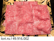 matsusaka beef A5 Wagyu Beef Shabu shabu Set Closeup. Стоковое фото, агентство Ingram Publishing / Фотобанк Лори