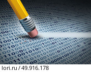 Removing computer data and clearing digital code from a hard drive or memory storage server as a hacking or internet security conept as a 3D illustration. Стоковое фото, агентство Ingram Publishing / Фотобанк Лори