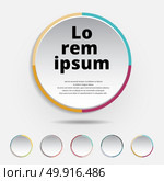 Abstract 3D circle label colorful border with a five set for design. Business circle with options for brochure, diagram, workflow, timeline, web design, artwotk. Vector illustration. Стоковая иллюстрация, агентство Ingram Publishing / Фотобанк Лори