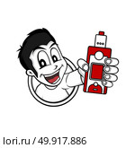 man holding vaporizer mod - electric cigarette. man holding vaporizer mod - electric cigarette vape life vector. Стоковая иллюстрация, агентство Ingram Publishing / Фотобанк Лори
