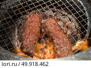 grilled Freshness Japanese wagyu Sirloin meat BBQ yakiniku. Стоковое фото, агентство Ingram Publishing / Фотобанк Лори