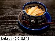 Japanese Steamed egg with butter grilled abalone. Стоковое фото, агентство Ingram Publishing / Фотобанк Лори