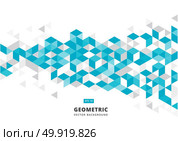 abstract blue geometric background with polygonal triangles, cube pattern.Template design with color triangle for brochure, leaflet, flyer design. Vector Illuatration. Стоковая иллюстрация, агентство Ingram Publishing / Фотобанк Лори