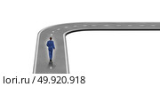 Career turn concept and turning the corner symbol isolated on a white background as a 3D render. Стоковое фото, агентство Ingram Publishing / Фотобанк Лори