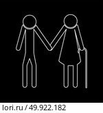 Elder people stick white icon . Стоковая иллюстрация, агентство Ingram Publishing / Фотобанк Лори