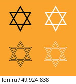Jewish star of David set black and white icon . Стоковая иллюстрация, агентство Ingram Publishing / Фотобанк Лори