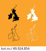 Map of United Kingdom set black and white icon . Стоковая иллюстрация, агентство Ingram Publishing / Фотобанк Лори