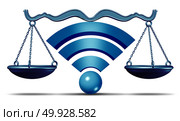 Net neutrality symbol or open internet wifi icon as a justice scale with text as an online metaphor for standards in access to digital online content with 3D illustration. Стоковое фото, агентство Ingram Publishing / Фотобанк Лори