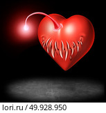 Danger of love and sexually transmitted disease or std risk medicine concept as a valentine heart shaped as an angler fish as a 3D illustration. Стоковое фото, агентство Ingram Publishing / Фотобанк Лори