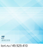 Abstract geometric overlay on blue background with diagonal stripes. Technology and dynamic motion. For ad, print, brochure, flyer, poster, magazine, booklet, leaflet. Vector illustration. Стоковая иллюстрация, агентство Ingram Publishing / Фотобанк Лори