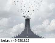 Spiritual journey as a highway to heaven faith concept or spirituality salvation freedom symbol as a road transforming into flying birds with 3D illustration elements. Стоковое фото, агентство Ingram Publishing / Фотобанк Лори