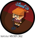 stand up comedy comic guy on stage. stand up comedy comic guy vector art illustration. Стоковая иллюстрация, агентство Ingram Publishing / Фотобанк Лори