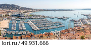 aerial view of Le Suquet- the old town and Port Le Vieux of Cannes, France Panorama. Стоковое фото, агентство Ingram Publishing / Фотобанк Лори