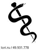 Caduceus or staff of Asclepius symbol icon black color. Стоковая иллюстрация, агентство Ingram Publishing / Фотобанк Лори