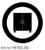 Cupboard or cabinet black icon in circle vector illustration isolated. Стоковая иллюстрация, агентство Ingram Publishing / Фотобанк Лори