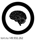 Brain black icon in circle vector illustration isolated. Стоковая иллюстрация, агентство Ingram Publishing / Фотобанк Лори