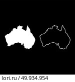 Map of Australia icon set white color vector illustration flat style simple image outline. Стоковая иллюстрация, агентство Ingram Publishing / Фотобанк Лори