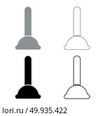 Toilet plunger sanitary tools household cleaning icon set grey black color outline. Стоковая иллюстрация, агентство Ingram Publishing / Фотобанк Лори