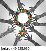 Sexual harassment and assault movement awareness involving women abuse and violence as hands with a female symbol in crumpled paper as a 3D illustration.. Sexual Harassment and Abuse. Стоковое фото, агентство Ingram Publishing / Фотобанк Лори