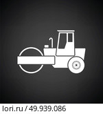Icon of road roller. Black background with white. Vector illustration. Стоковое фото, агентство Ingram Publishing / Фотобанк Лори