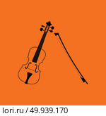 Violin icon. Orange background with black. Vector illustration. Стоковая иллюстрация, агентство Ingram Publishing / Фотобанк Лори