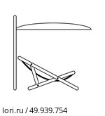 Icon of sea beach recliner with umbrella . Thin line design. Vector illustration. Стоковое фото, агентство Ingram Publishing / Фотобанк Лори